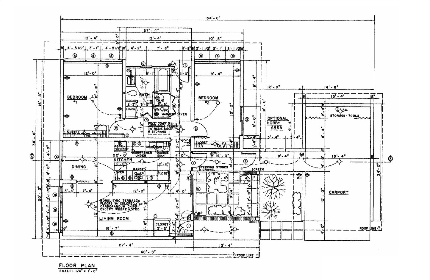 Home Plans - 1100 SqFt, 2 Bedrooms, Carport, Floor Plan & Building Details