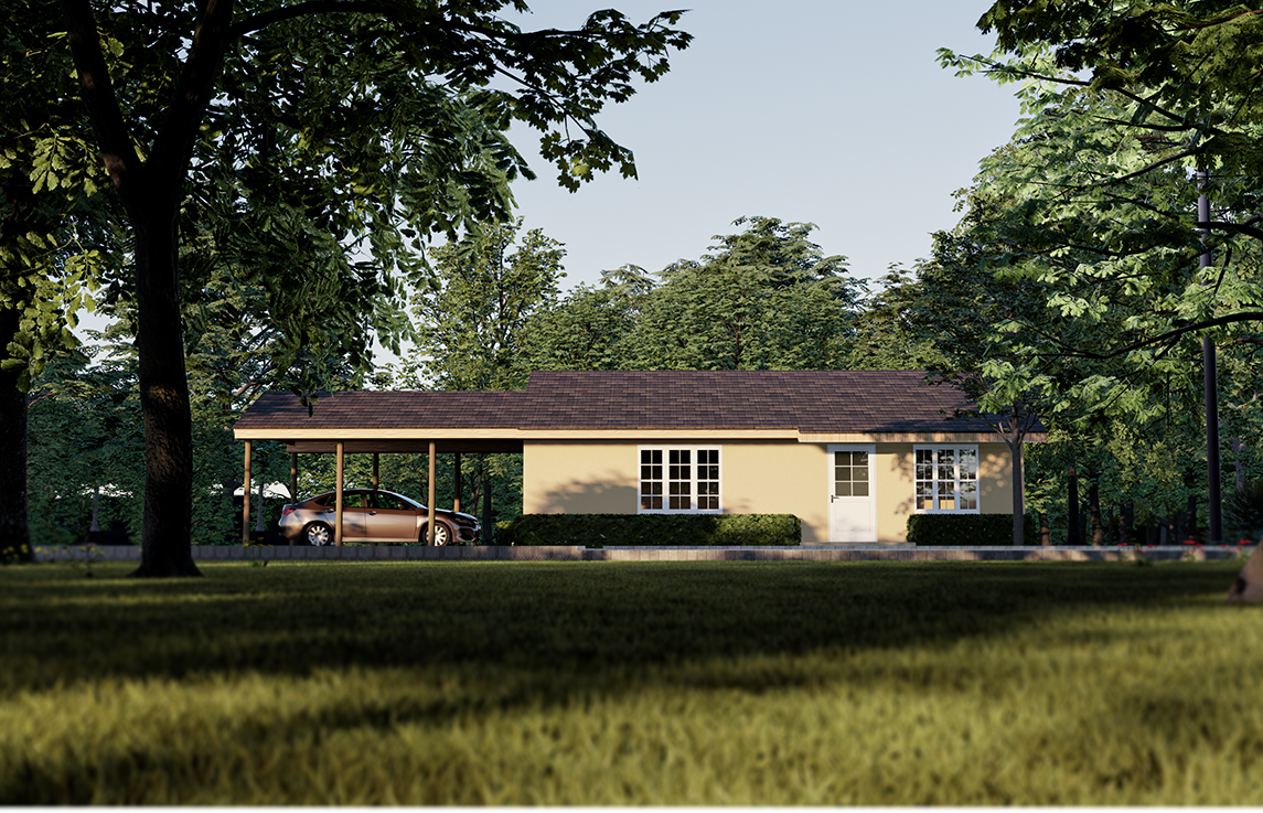 Tiny Home Plans - 2 Bedroom Single Story 28x36 1008sqft + Garage - Blueprints