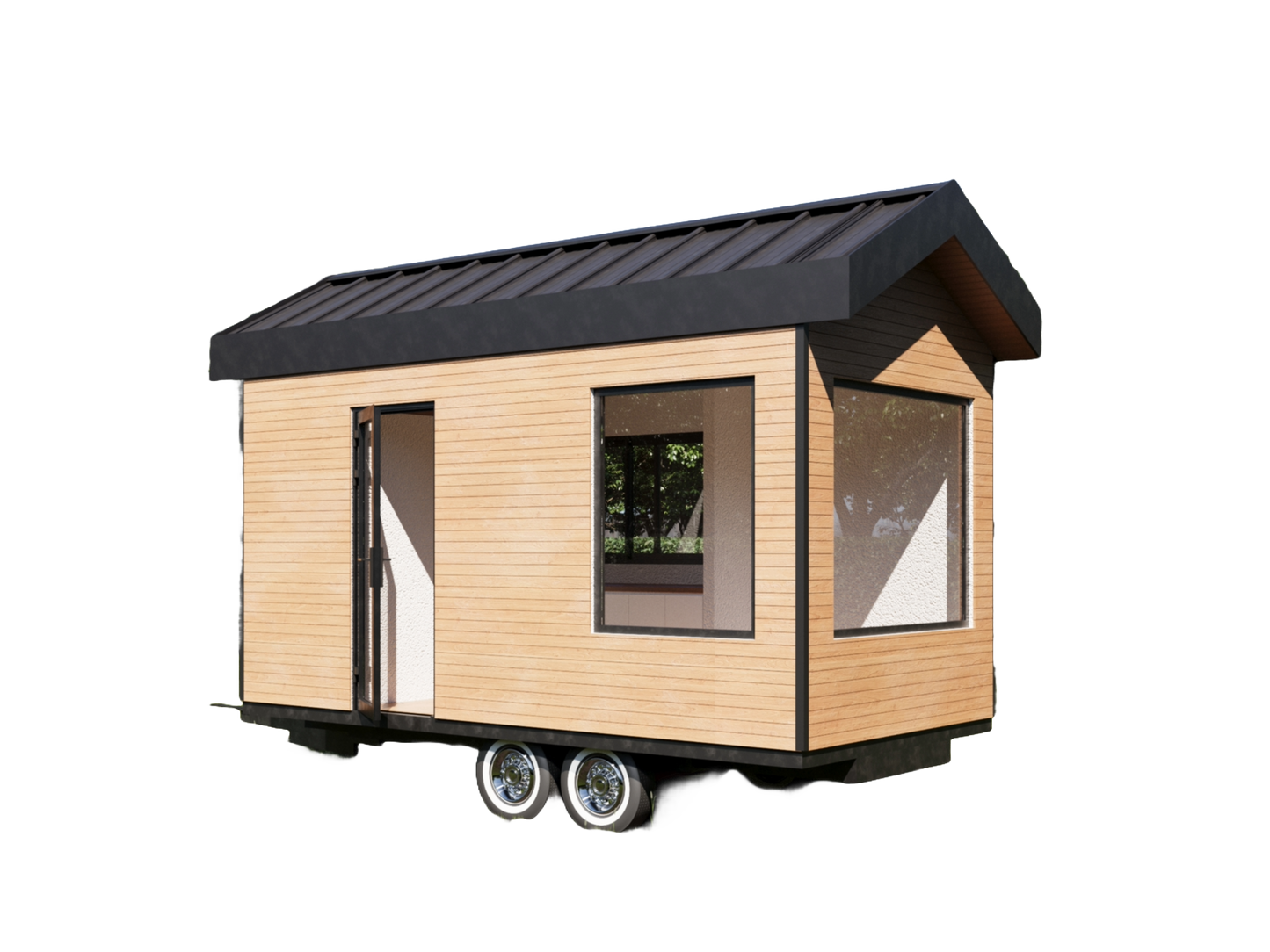 Tiny Home Plans on Wheels 115sqft - Mobile Living Design with 3D Visuals, Floor Plan Includes Bed, Kitchen, and Washroom