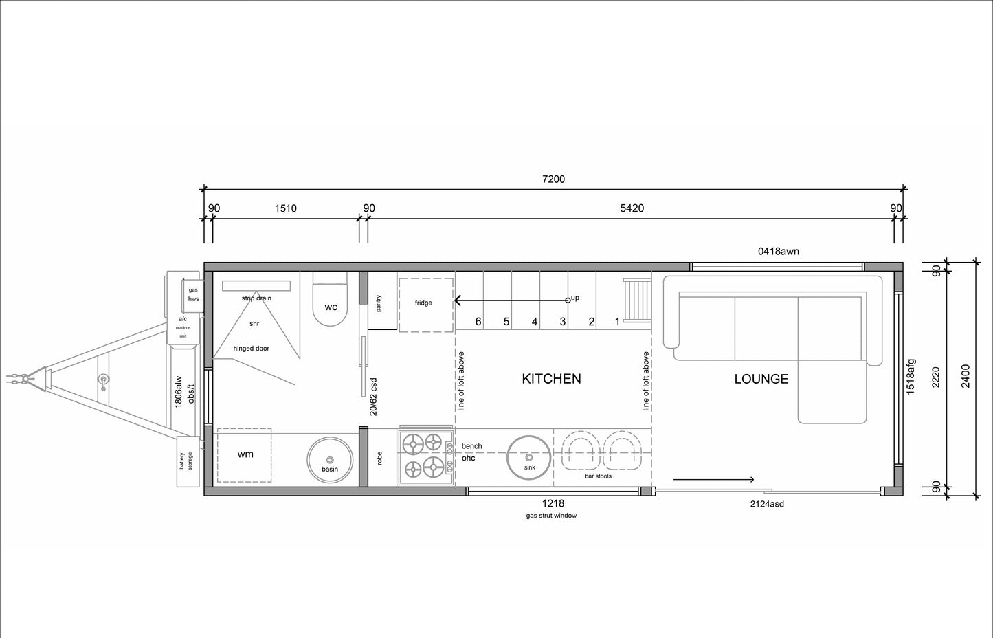 Tiny Home on Wheels Design Plans - 186 SqFt with Loft Bedrooms & Amenities