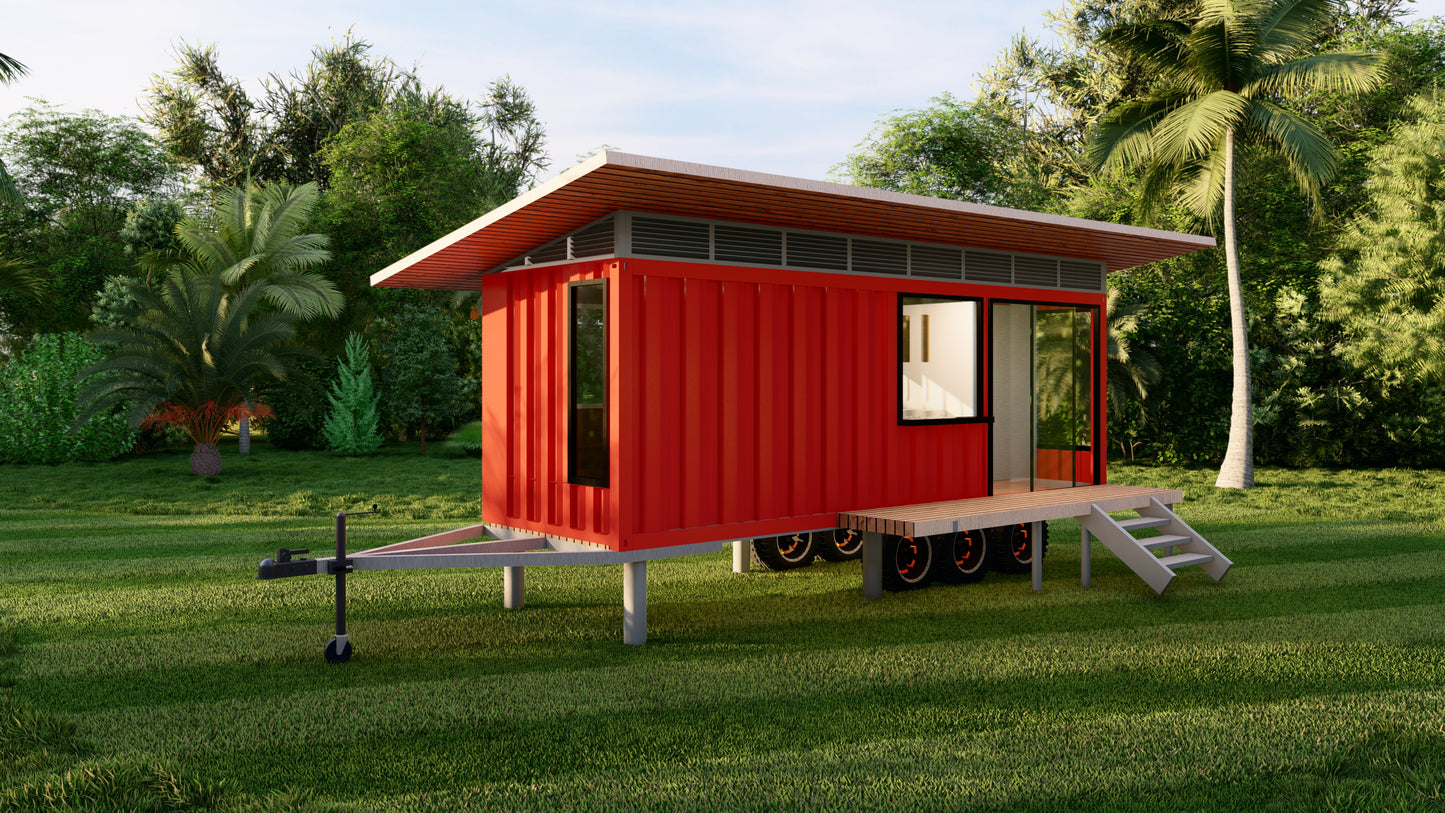 Tiny Home on Wheels Design Plans - 186 SqFt with Loft Bedrooms & Amenities