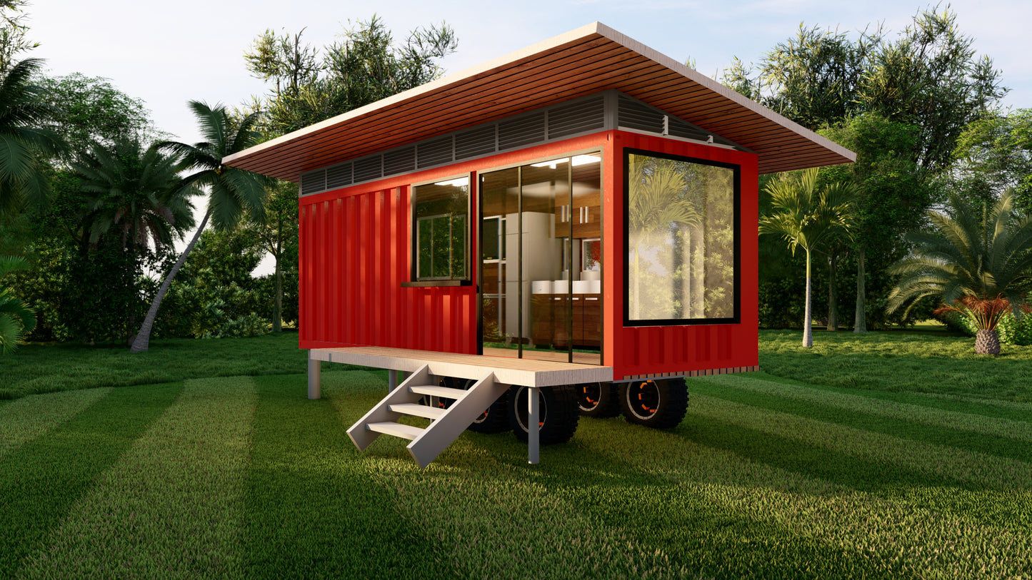 Tiny Home on Wheels Design Plans - 186 SqFt with Loft Bedrooms & Amenities