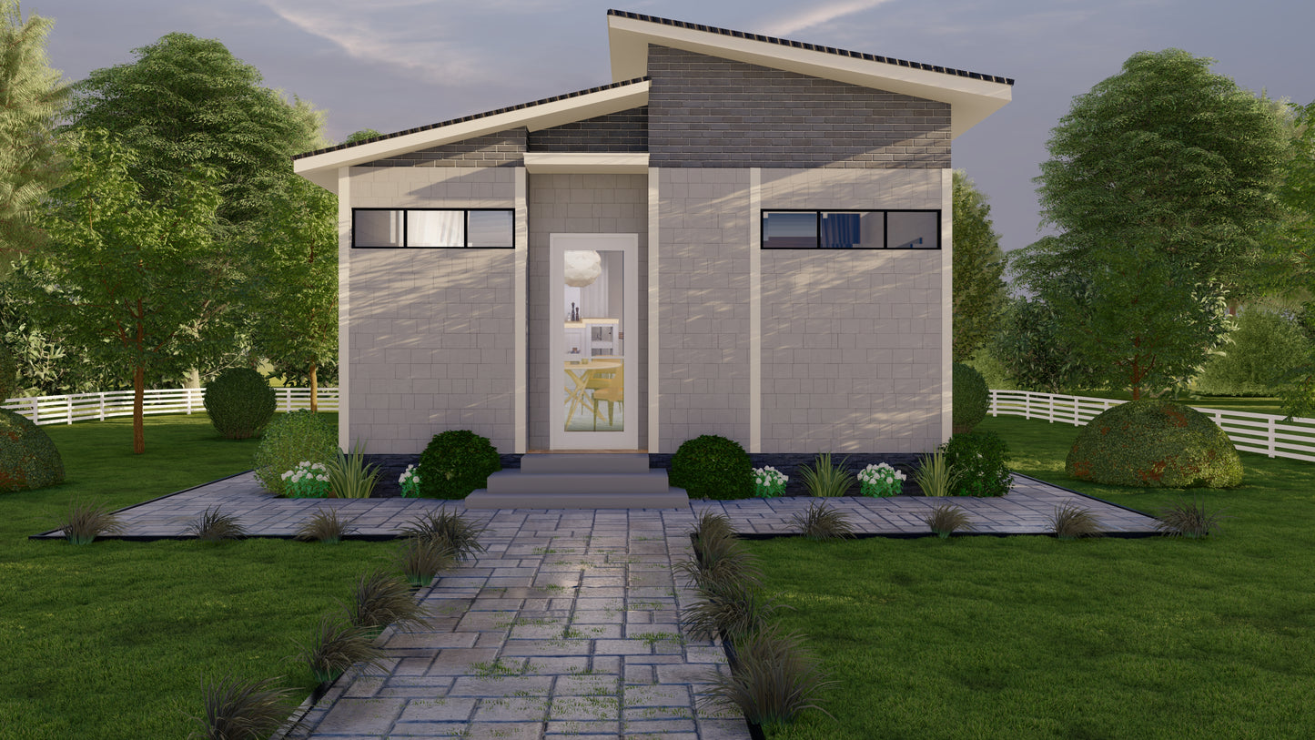Tiny House Plan 26x20-520 Sqft Cabin Cottage Layout Blueprint Small Home Design
