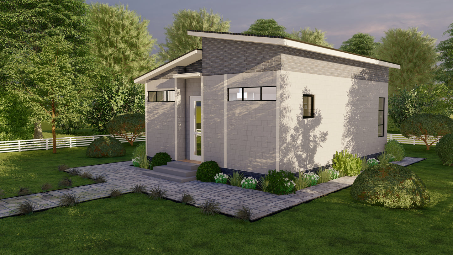 Tiny House Plan 26x20-520 Sqft Cabin Cottage Layout Blueprint Small Home Design