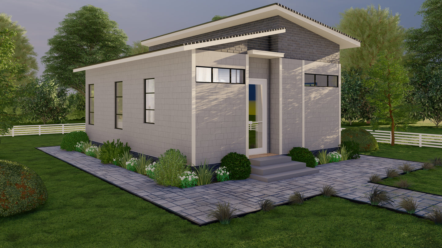 Tiny House Plan 26x20-520 Sqft Cabin Cottage Layout Blueprint Small Home Design