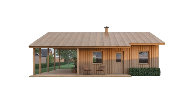 24x24 Tiny Home Cabin Building Plans – 2 Bedrooms, Living Room, Kitchen, Bath, Porch & Carport – Drawings