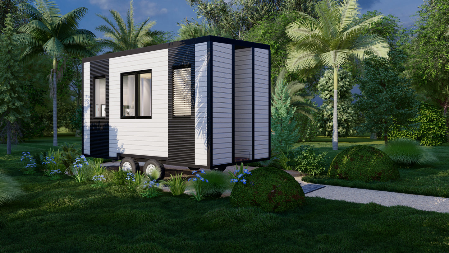 Wood Construction Tiny Mobile Home Design Plans - 15'9" x 7'10" - 124sqft