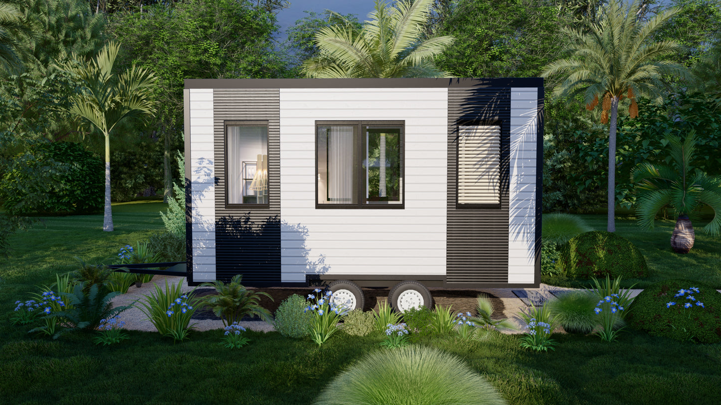 Wood Construction Tiny Mobile Home Design Plans - 15'9" x 7'10" - 124sqft
