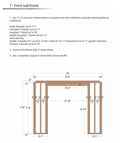 12’x10’ Storage Shed Plans - Detailed Instructions, Tools List, Materials List, Foundation & Structure