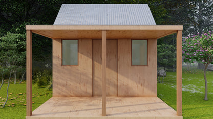 12’x8’ Tiny Cabin Shed Woodworking Plans - DIY Building Instructions, Framing Plans & Materials List
