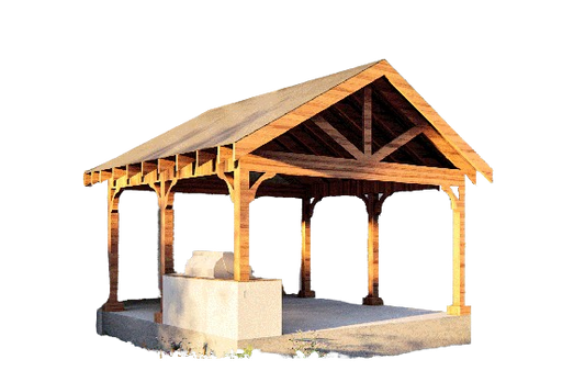 15’x16’ Cedar Canopy DIY Plans – Includes Post Layout, Elevations, 3D Views, Roof Framing