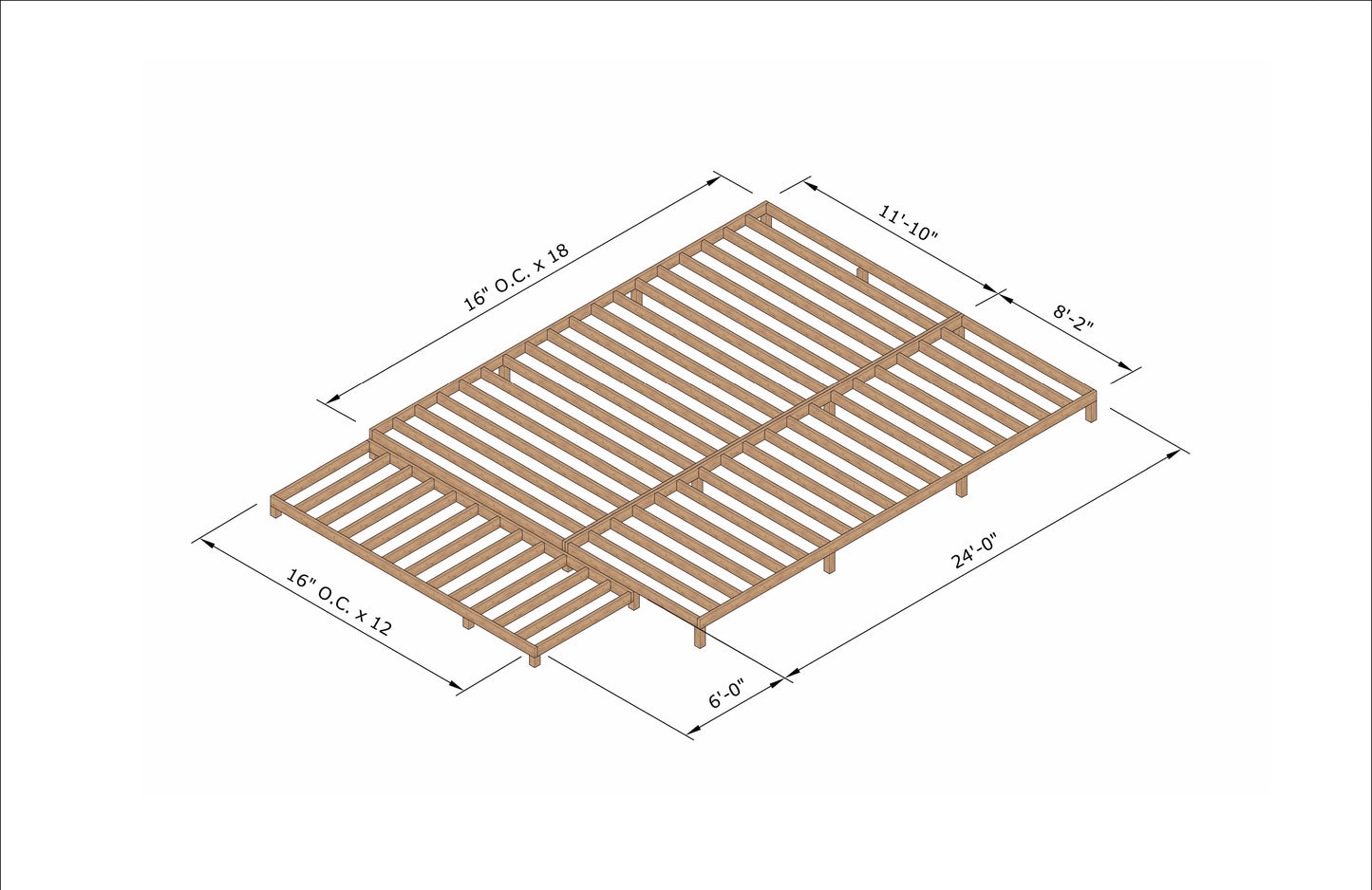 20' x 30' Wood Cabin Building Plans – Spacious Layout, Porch, Bedroom, Kitchen, Bathroom