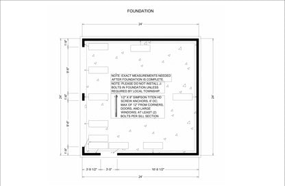 24'x24' Two-Car Garage Plans - Floor Plan, Elevations, Sections, and Construction Notes