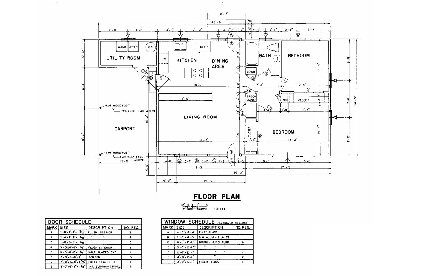 Tiny Home Building Plan - Single Story Bungalow 24x36, 936 sqft - Set with Floor Plans, Elevations, and More