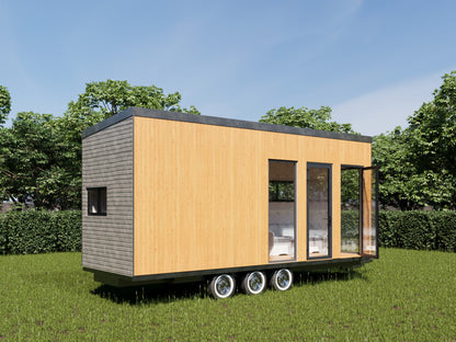 25’x8’ Tiny Home Plans with 3D Visuals and Detailed Designs for Mobile Lifestyle