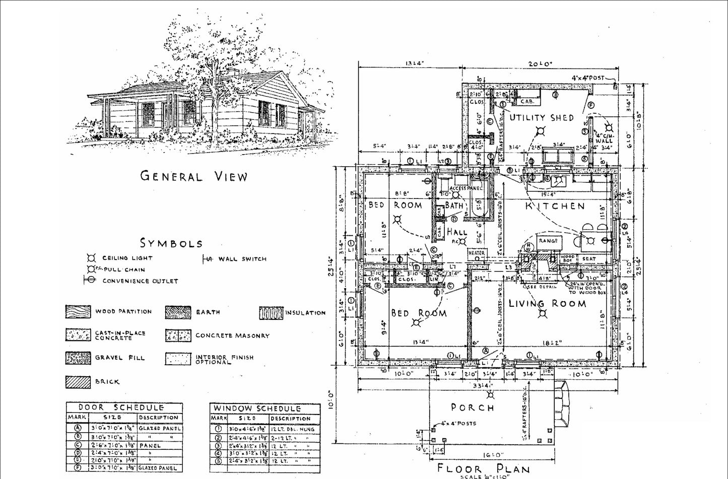 25x33 Tiny Home Plans - 2 Bedroom, Single Story, 1022 sqft House Blueprint Package