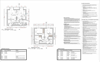 27x23' Two-Story 3 Bedroom Home Building Plans with Floor Plans, Electrical, Elevations, Sections, Schedules & Construction Details