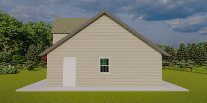 28x42’ 3-Car Garage Workshop Plans with Attic - Floor Plan, Sections, Elevations & Construction Notes