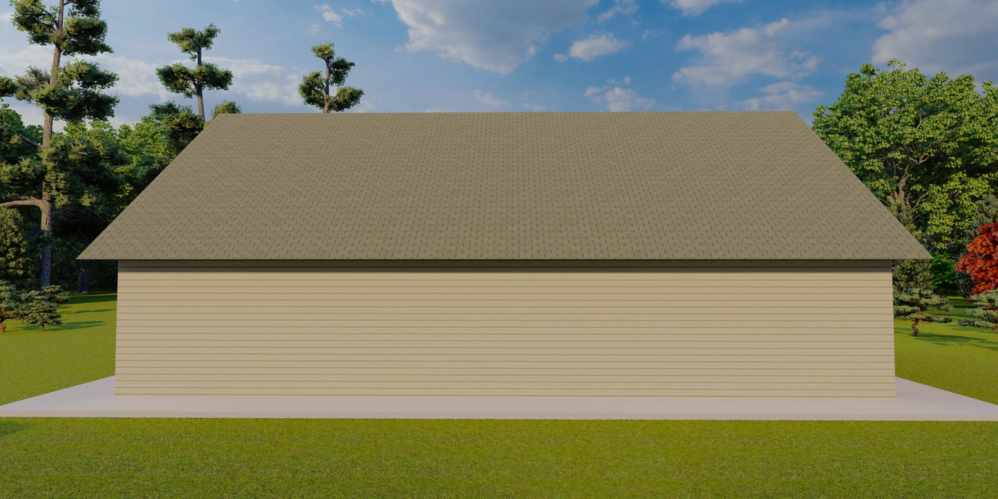 28x42’ 3-Car Garage Workshop Plans with Attic - Floor Plan, Sections, Elevations & Construction Notes