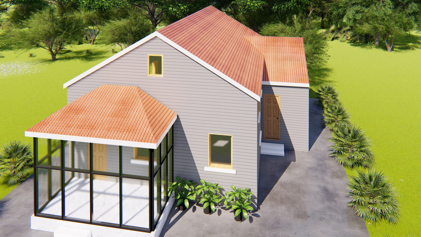 31x34 Tiny Home Plans - 2 Bedroom, Single Story, 956 sqft House Blueprint Package