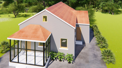 31x34 Tiny Home Plans - 2 Bedroom, Single Story, 956 sqft House Blueprint Package