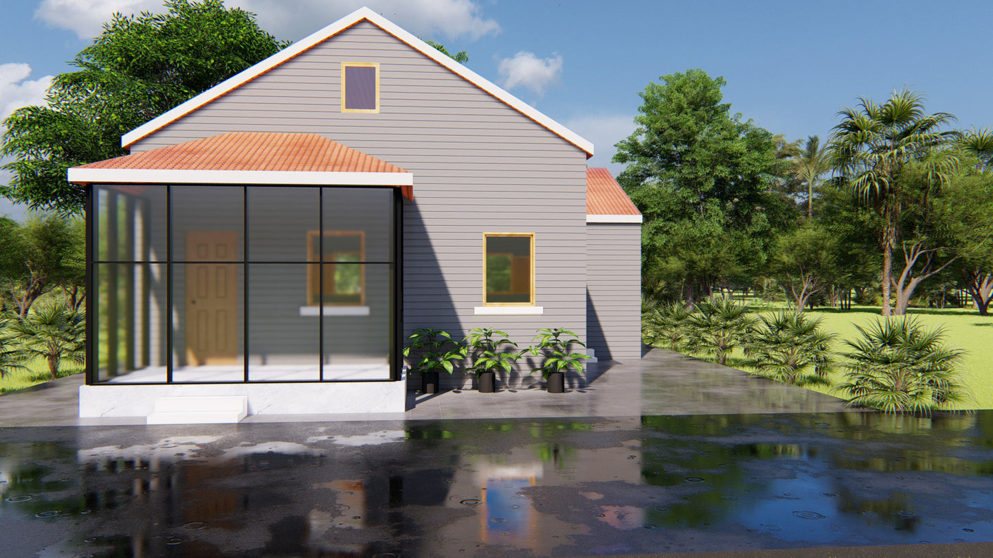 31x34 Tiny Home Plans - 2 Bedroom, Single Story, 956 sqft House Blueprint Package