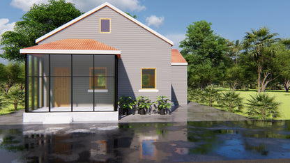 31x34 Tiny Home Plans - 2 Bedroom, Single Story, 956 sqft House Blueprint Package