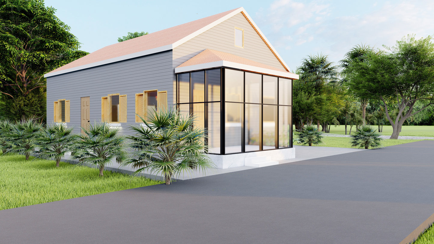 31x34 Tiny Home Plans - 2 Bedroom, Single Story, 956 sqft House Blueprint Package