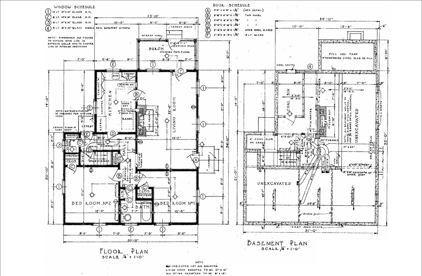 31x34 Tiny Home Plans - 2 Bedroom, Single Story, 956 sqft House Blueprint Package