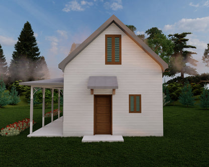 Two-Story 2-Bedroom 1 Bath Home Building Plans | 32'x16' | 1024sqft | DIY Blueprint with Detailed Floor, Roof, and Electrical Plans