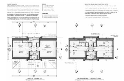 Two-Story 2-Bedroom 1 Bath Home Building Plans | 32'x16' | 1024sqft | DIY Blueprint with Detailed Floor, Roof, and Electrical Plans