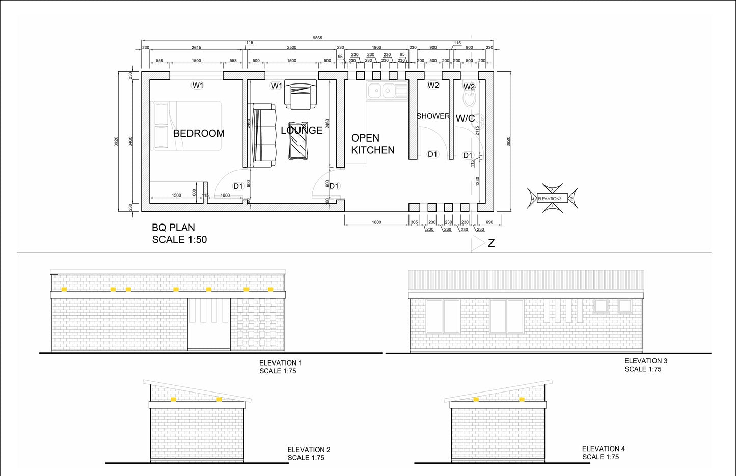 One Bedroom Tiny Home Building Plans - 32'x13' with 416sqft Living Space