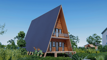 36'x20' A-Frame Cabin Plans with Loft - Detailed Floor Plans, Elevations, Electrical Layout, and More