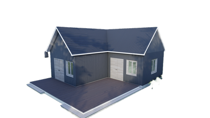 397 Sq Ft One-Bedroom Home ADU Plans – Living Area, Kitchen, Bathroom, Porch, Laundry – Floor Plan, Elevations, Roof & Foundation Plans