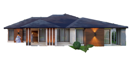 3 Bedroom Bungalow Home Plans - 253 sqm Floor Plan with Ensuites, Lounge, Dining, Kitchen, Washrooms