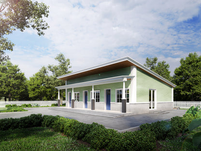 3 Unit Multi-Plex Studio Apartment Design Plans - 1047 SqFt Total Area for Efficient Development