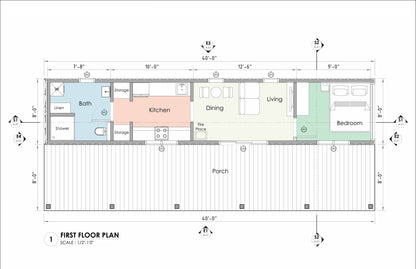 40' High-Cube Shipping Container Home Plans – Design Guide with Electrical, Plumbing, HVAC
