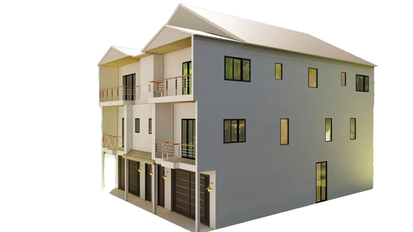 40'x55' Duplex Design Plans | 4304 Sqft Rentable Area | 2 Units w/Garages, Elevators & Balconies