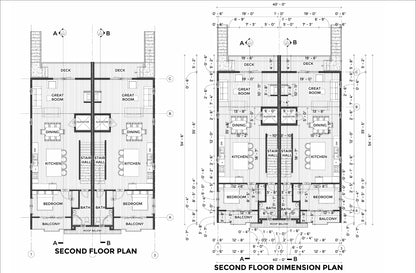 40'x55' Duplex Design Plans | 4304 Sqft Rentable Area | 2 Units w/Garages, Elevators & Balconies