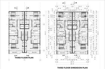 40'x55' Duplex Design Plans | 4304 Sqft Rentable Area | 2 Units w/Garages, Elevators & Balconies