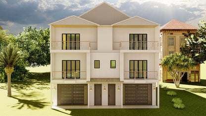 40'x55' Duplex Design Plans | 4304 Sqft Rentable Area | 2 Units w/Garages, Elevators & Balconies