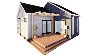 460sqft Two Bedroom Tiny Home ADU Design Plans – Floor Plan, Elevations, Door & Window Schedule