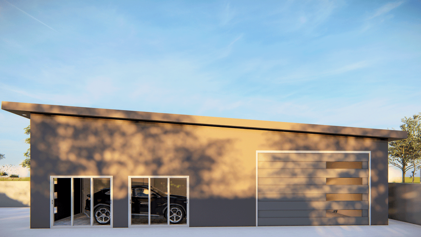 48' x 24' Garage or ADU Building Plans - Construction Set with Floor Plan, Elevations, Electrical & Plumbing