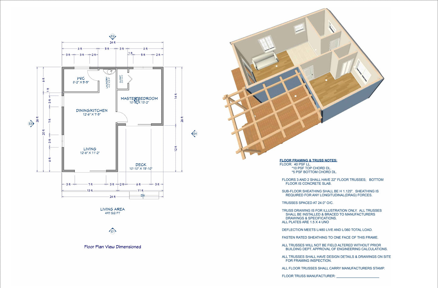 497 SqFt Tiny Home One Bedroom Plans - Comprehensive Building Design