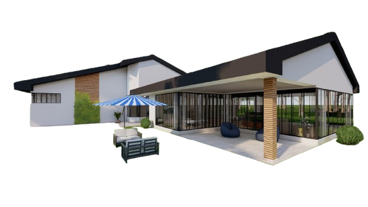 4 Bedroom House Design Plans – Primary Ensuite, 2 Washrooms, Office, Kitchen, Dining, Living Room