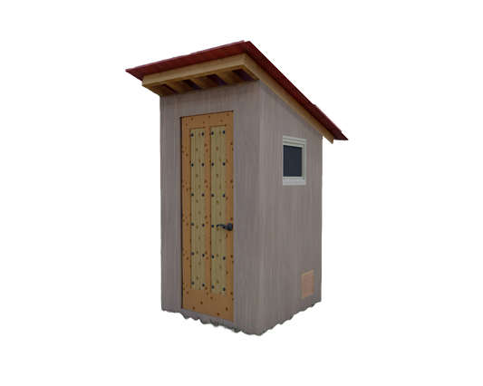 4x4’ Outhouse Wood Construction Plans - Floor Plan, Framing Design, Section, and Seat Detail