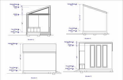 4x5m Mini Office Pod Plans - Compact Design with Seating Area, Desk, and Storage Room