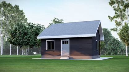 515 Sq Ft Tiny Home Plans – 1 Bedroom, Washroom, Living Room, Kitchen & Study – Floor Plan, Elevations, Roof, Foundation, and Details