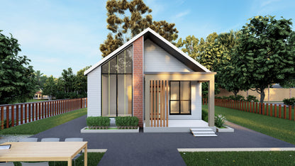 539 SqFt Micro Tiny House One Bedroom Building Plans - Detailed Design with Kitchen and Bath