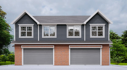 55'x46' Duplex Residential Building Plans - 2 Units, 3 Bedrooms Each